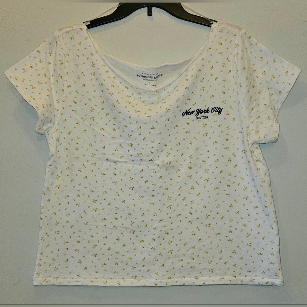 Aeropostale Seriously Soft Floral Off-The-Shoulder Vintage Fit Graphic Tee